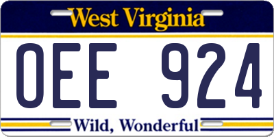 WV license plate OEE924