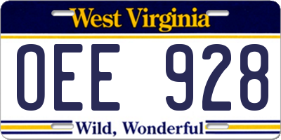 WV license plate OEE928