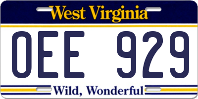 WV license plate OEE929