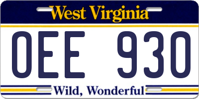 WV license plate OEE930