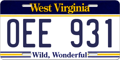 WV license plate OEE931