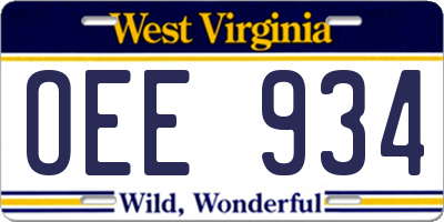 WV license plate OEE934