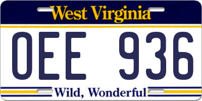 WV license plate OEE936