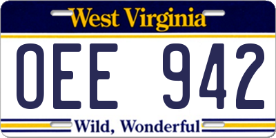 WV license plate OEE942