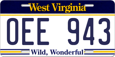 WV license plate OEE943