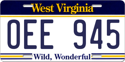 WV license plate OEE945