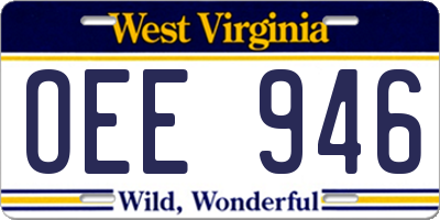 WV license plate OEE946