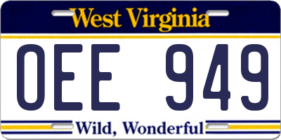 WV license plate OEE949