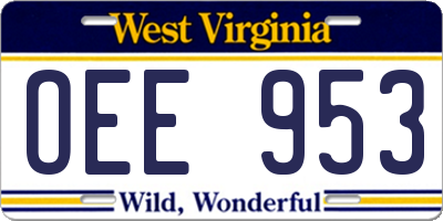 WV license plate OEE953