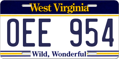 WV license plate OEE954