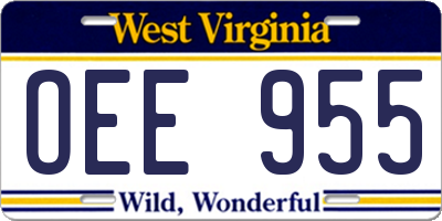 WV license plate OEE955