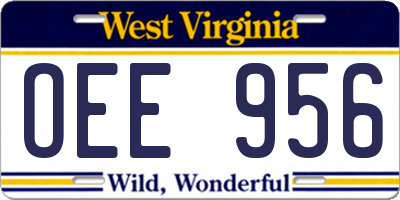 WV license plate OEE956