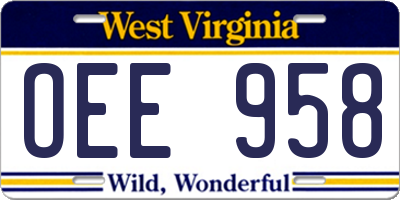 WV license plate OEE958