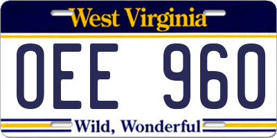 WV license plate OEE960