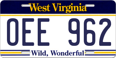 WV license plate OEE962