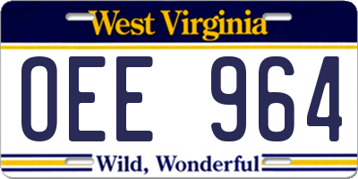 WV license plate OEE964