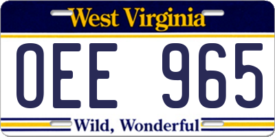 WV license plate OEE965
