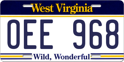 WV license plate OEE968