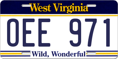 WV license plate OEE971