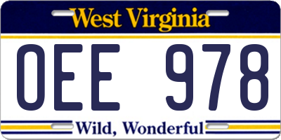 WV license plate OEE978