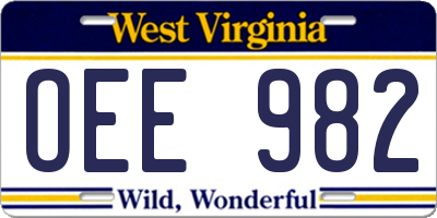 WV license plate OEE982