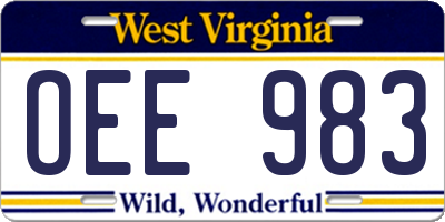 WV license plate OEE983