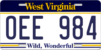 WV license plate OEE984