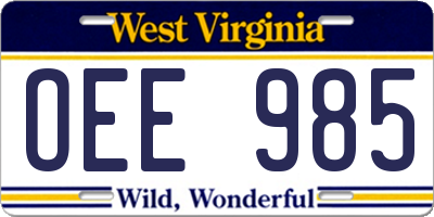 WV license plate OEE985
