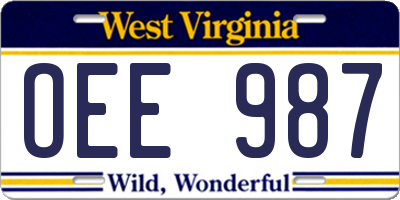 WV license plate OEE987