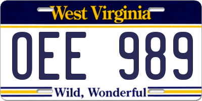 WV license plate OEE989