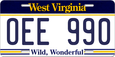WV license plate OEE990