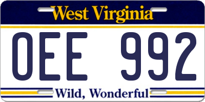 WV license plate OEE992