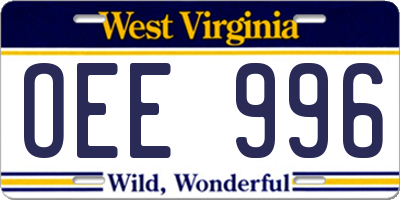 WV license plate OEE996