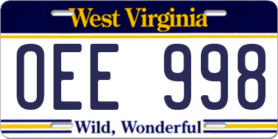 WV license plate OEE998