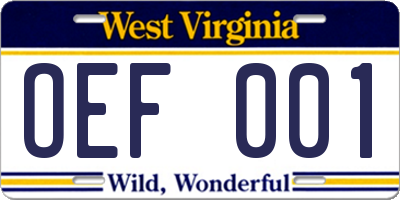 WV license plate OEF001