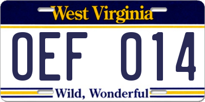 WV license plate OEF014