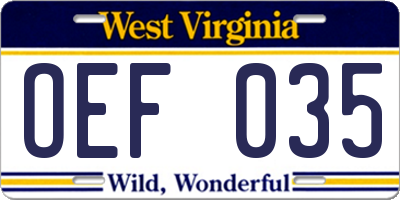 WV license plate OEF035