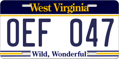 WV license plate OEF047