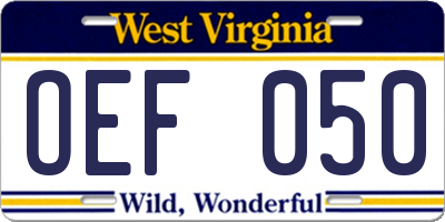 WV license plate OEF050