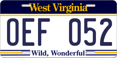 WV license plate OEF052