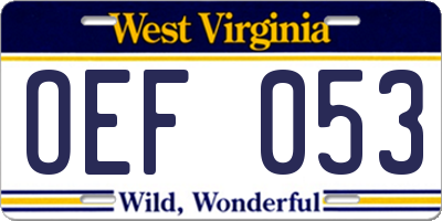 WV license plate OEF053