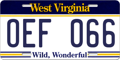 WV license plate OEF066