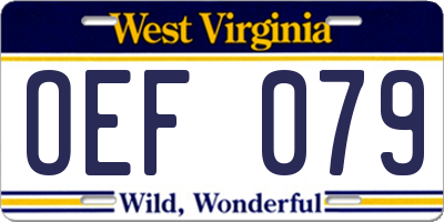 WV license plate OEF079