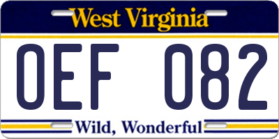 WV license plate OEF082