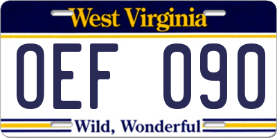 WV license plate OEF090