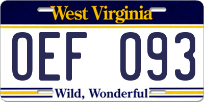 WV license plate OEF093