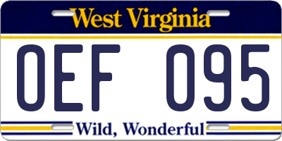 WV license plate OEF095