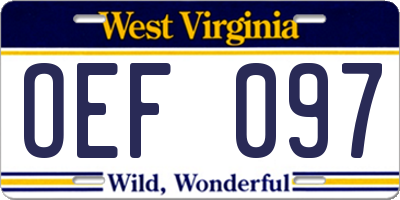 WV license plate OEF097