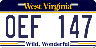 WV license plate OEF147