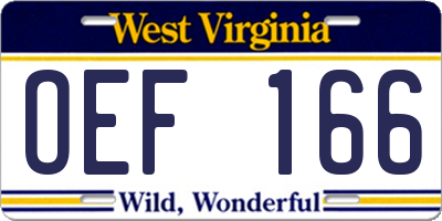 WV license plate OEF166